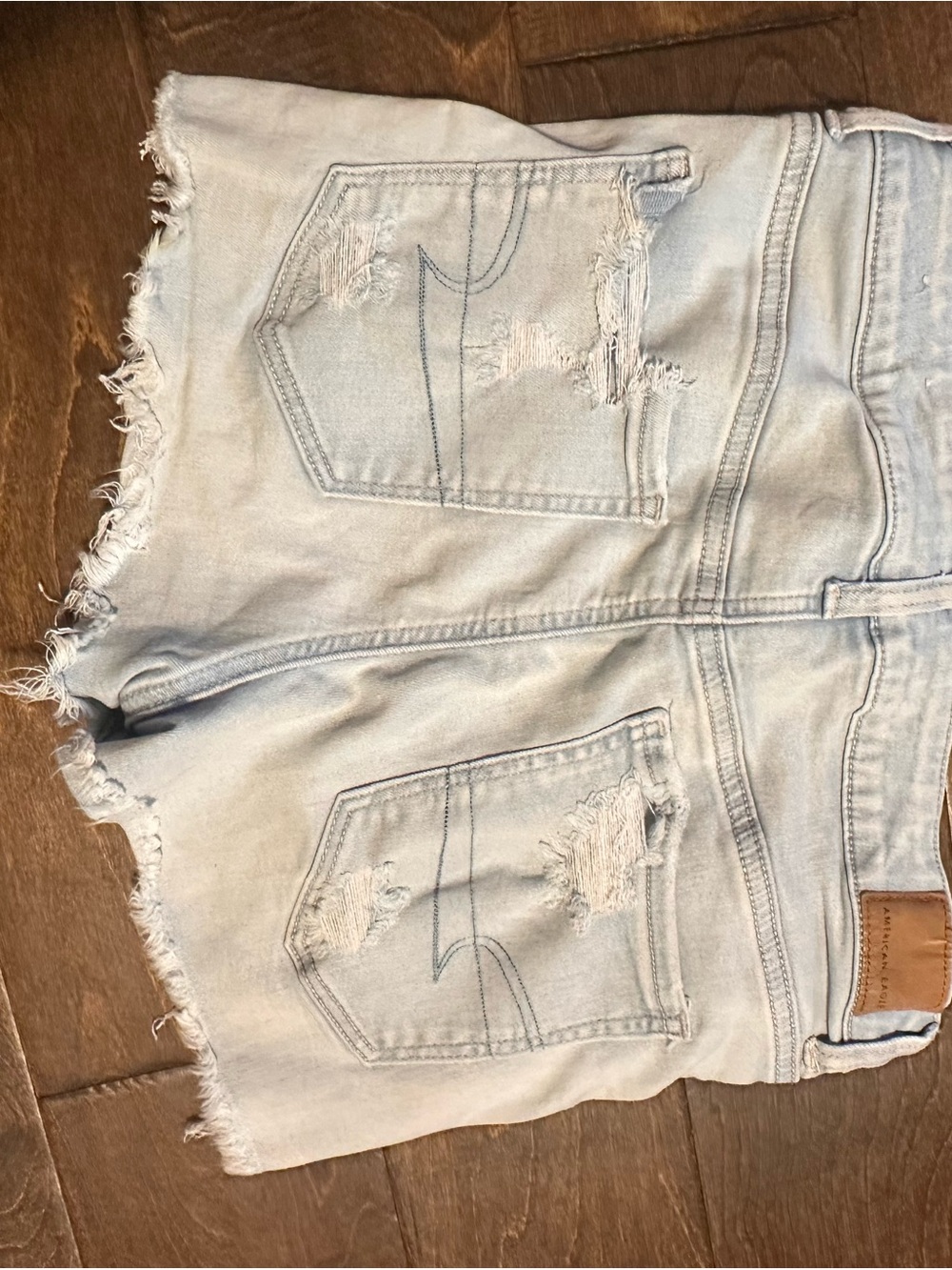 American Eagle Outfitters Light Blue Distressed Denim Shorts